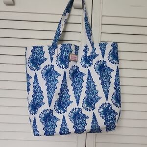 Lilly Pulitzer Blue and White Tote Bag